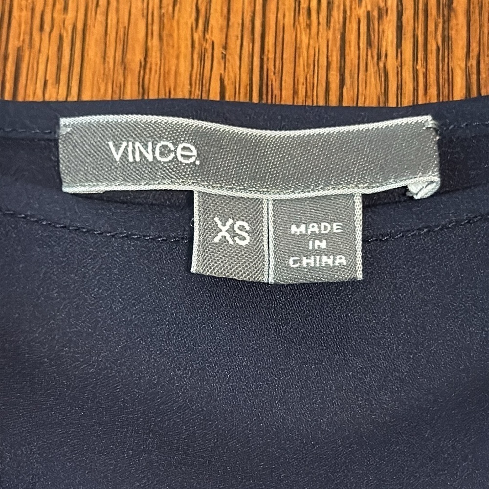 Vince Oversized Navy Silk Blouse - Picture 2 of 8